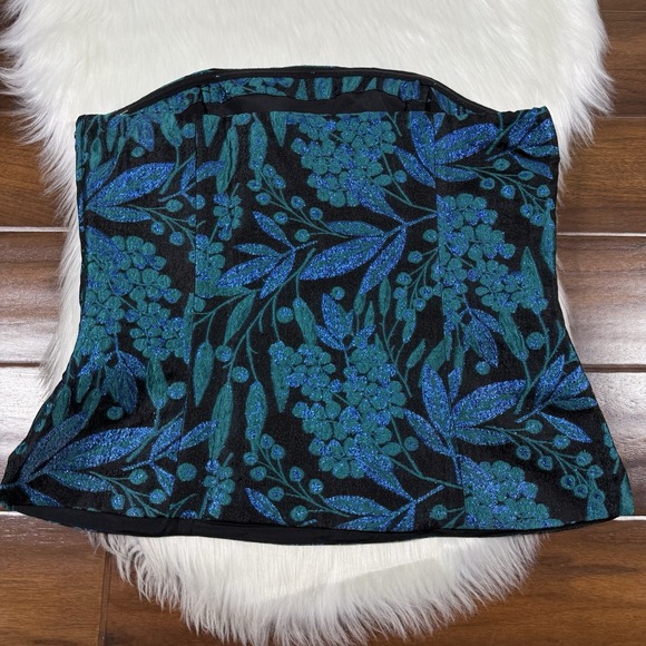 Lilly Pulitzer Women's Size 10 Lagoon Berry Brocade Camilo‎ Strapless Corset Top - Picture 7 of 10